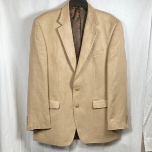 EUC Lauren Ralph Lauren Classic Faux Suede Tan Sport Coat Blazer 42L